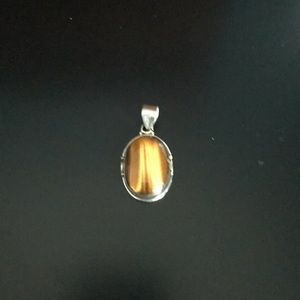 Amber and silver pendant